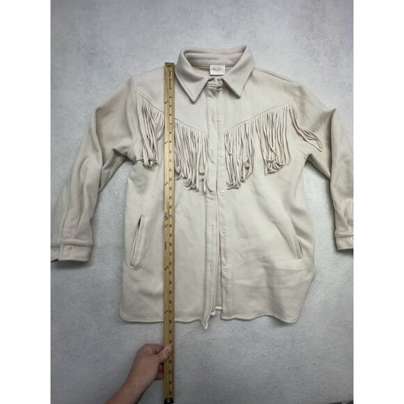 ALLIE ROSE Shacket Womens Small JACKET Cream Tassels Western Cowgirl Concert - Picture 4 of 10